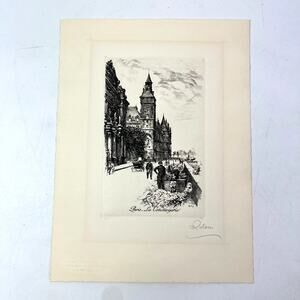 Leopold Robin Paris La Conciergerie Original Early 20thC Etching Copper Intaglio